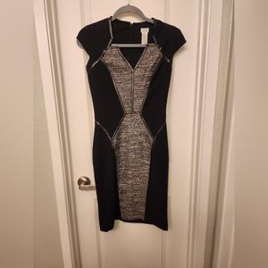 Black and Silver fitted Cache Dress. Size 0.
